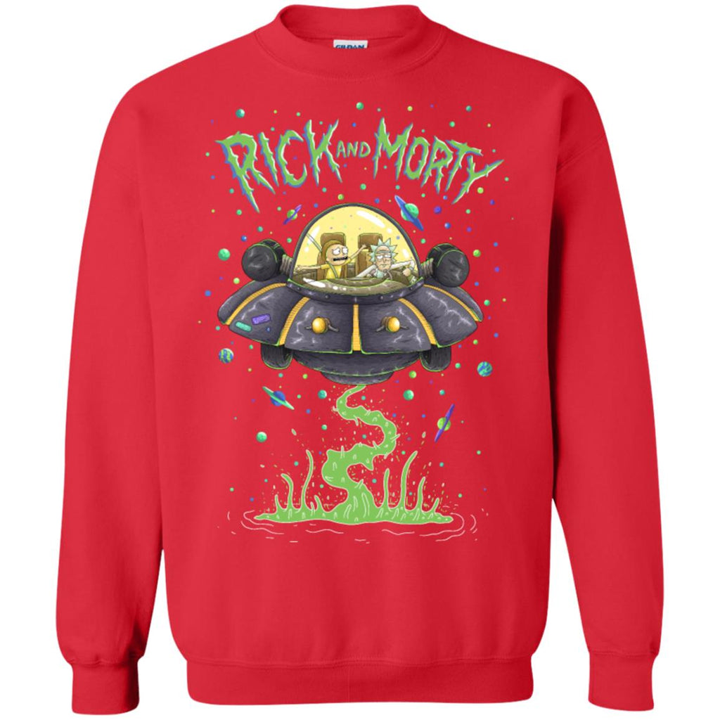 Rick And Morty Spaceship Illustration Unisex Crewneck Pullover Sweatshirt