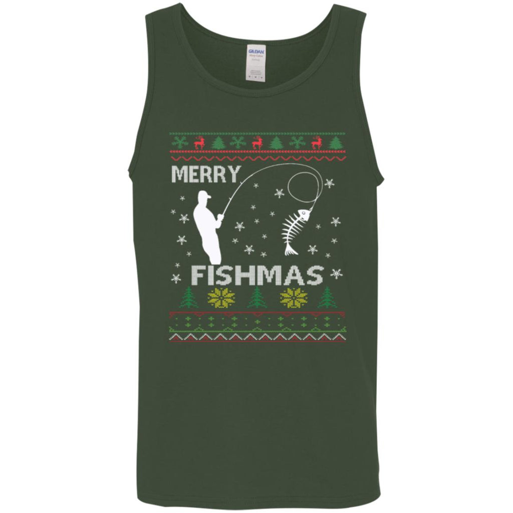 Merry Fishmas Ugly Christmas Men Tank Top