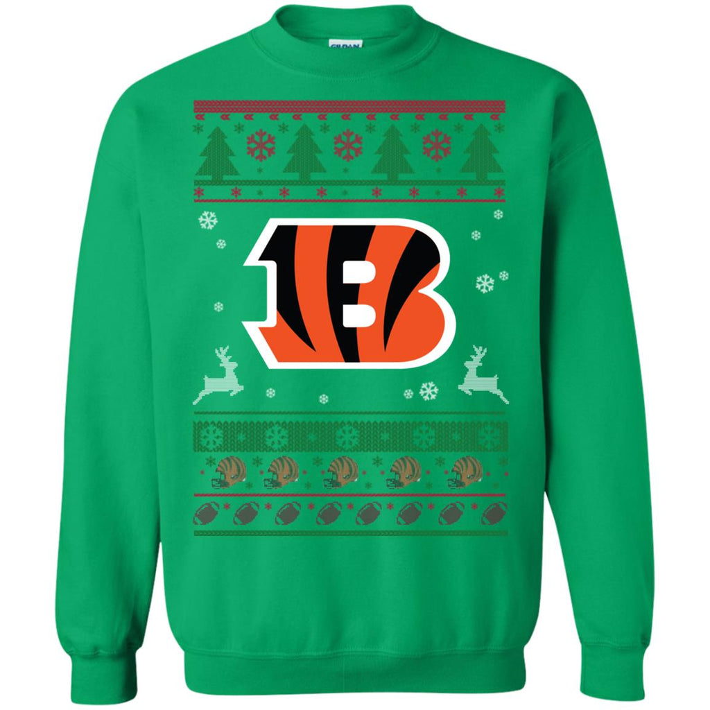 Cincinnati Bengals Logo Football Teams Ugly Christmas Sweater Unisex Crewneck Pullover Sweatshirt