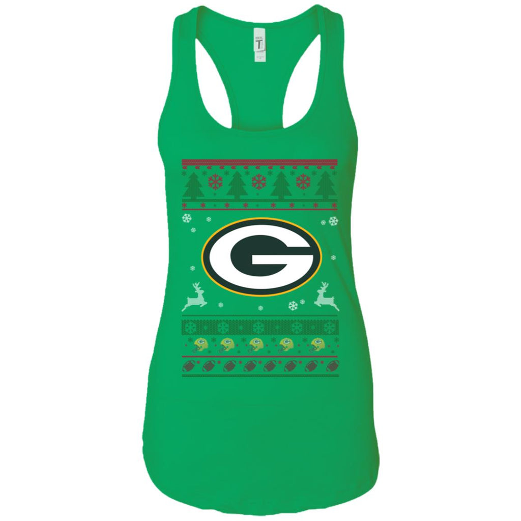 Green Bay Packers Logo Football Teams Ugly Christmas Sweater Women Tank