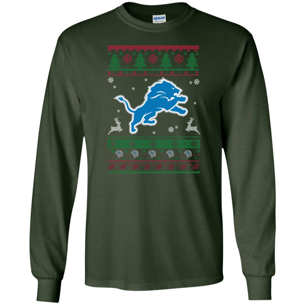 Detroit Lions Logo Football Teams Ugly Christmas Sweater Men Long SLeeve Shirt