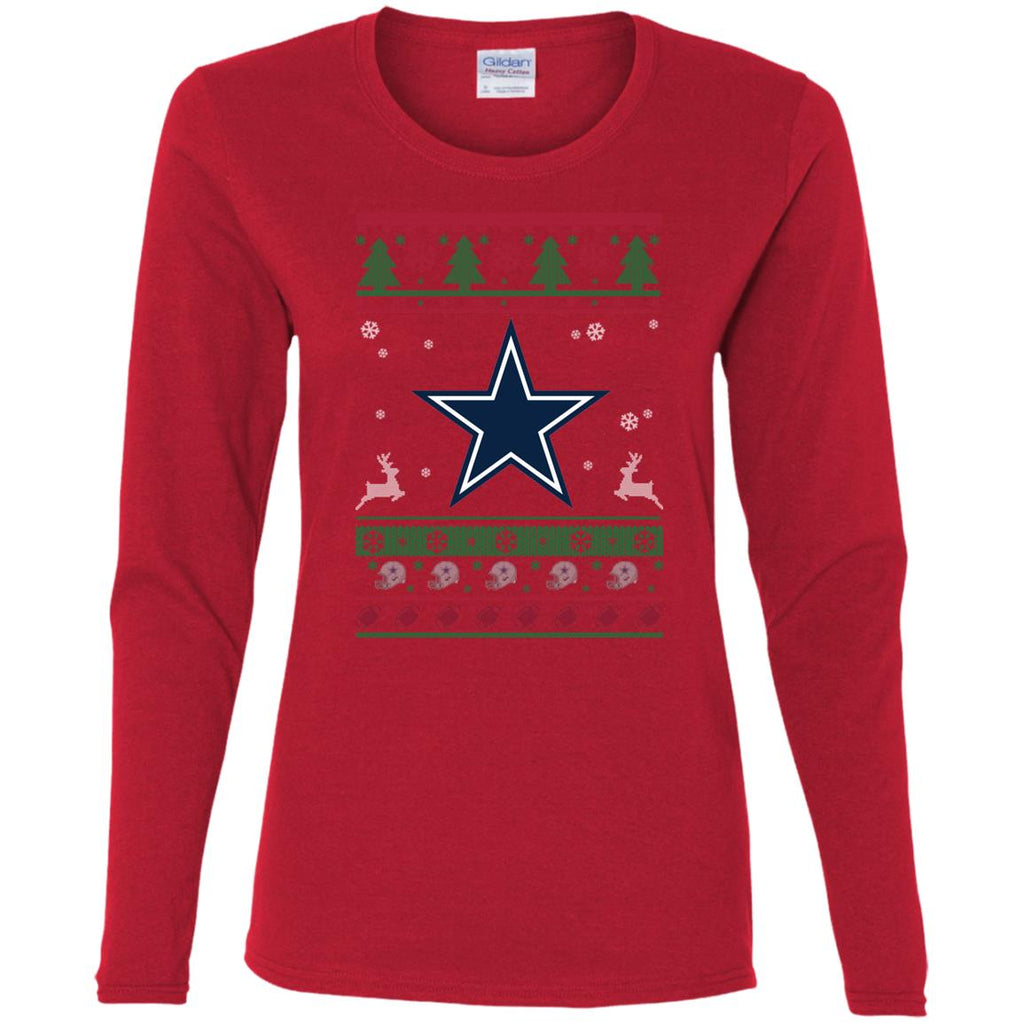 Dallas Cowboys Logo Football Teams Ugly Christmas Sweater Women Long Sleeve Shirt