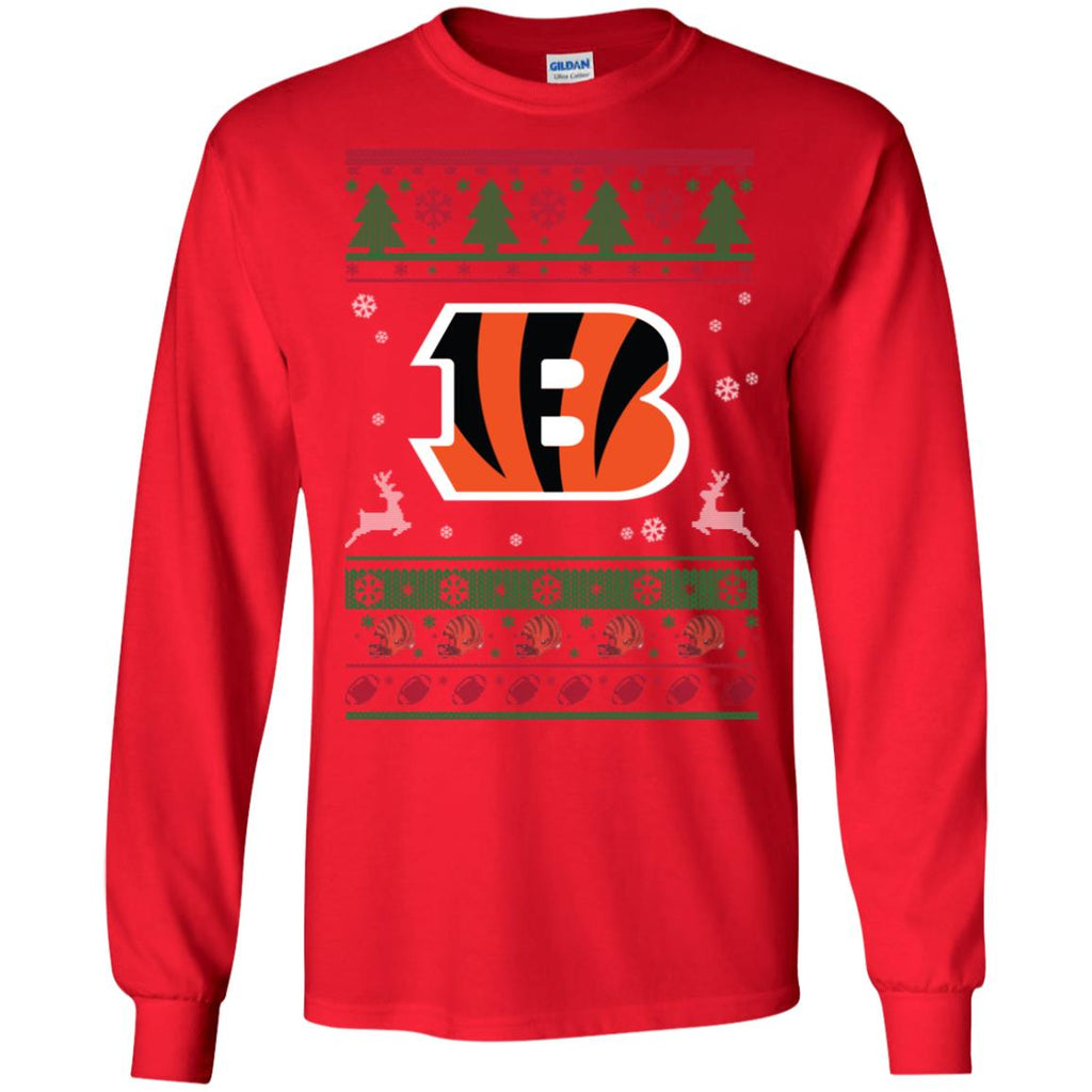Cincinnati Bengals Logo Football Teams Ugly Christmas Sweater Men Long SLeeve Shirt