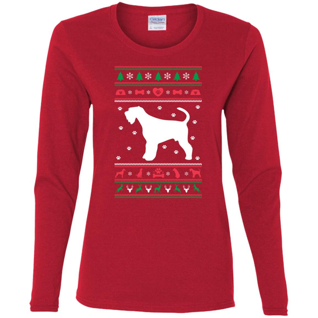 Christmas Airedale Dog Women Long Sleeve Shirt