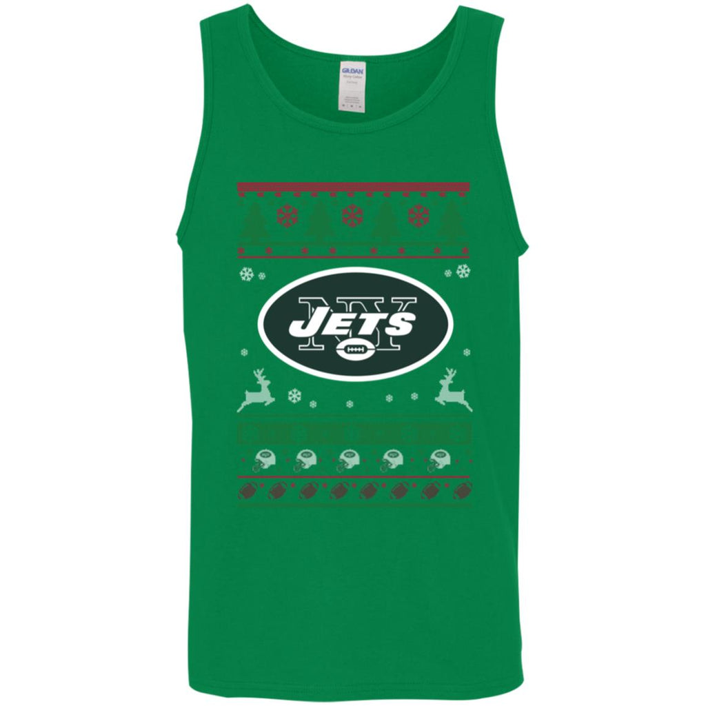 New York Jets Logo Football Teams Ugly Christmas Sweater Men Tank Top