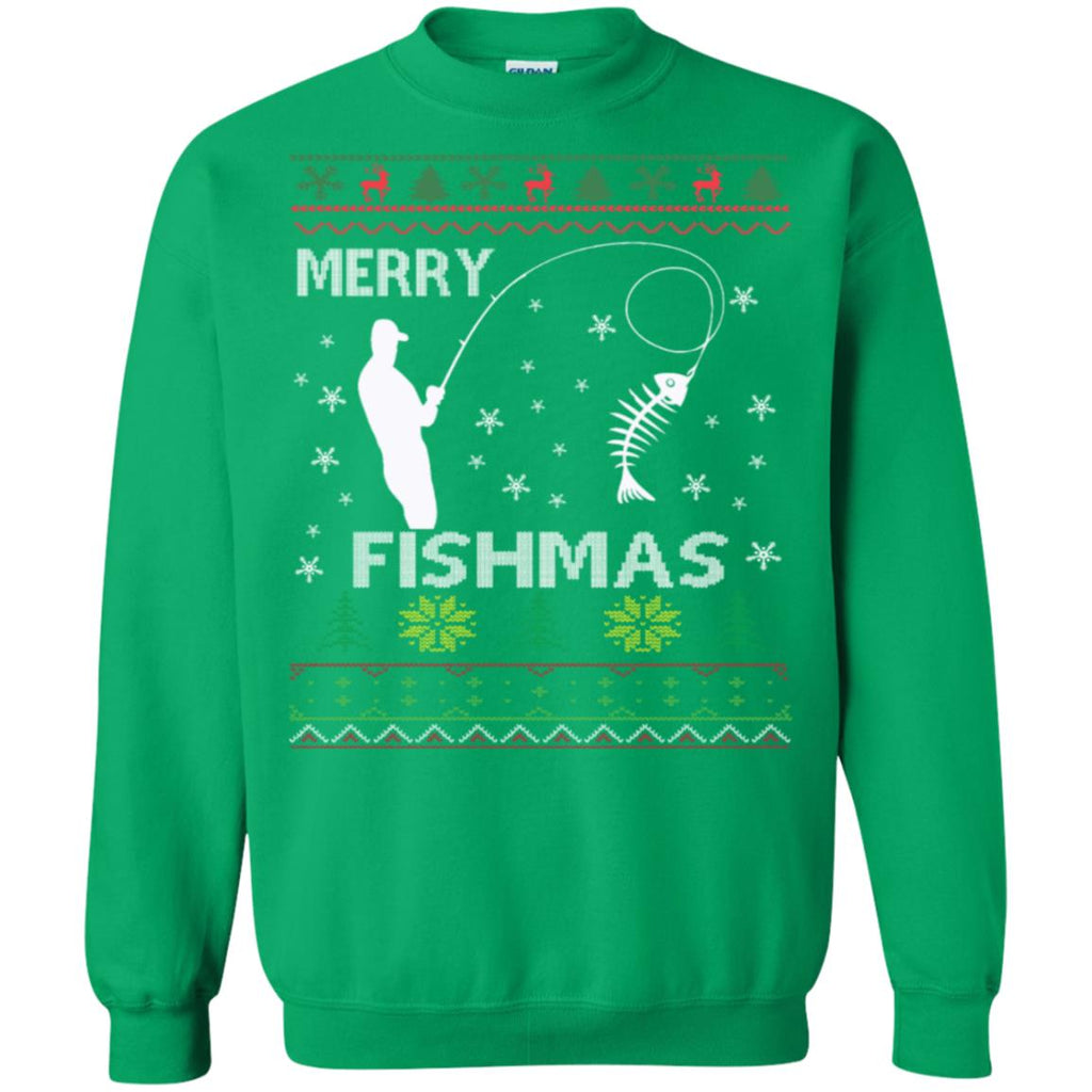 Merry Fishmas Ugly Christmas Unisex Crewneck Pullover Sweatshirt