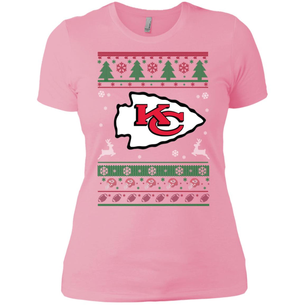 Kansas City Chiefs Logo Football Teams Ugly Christmas Sweater Women T-Shirt