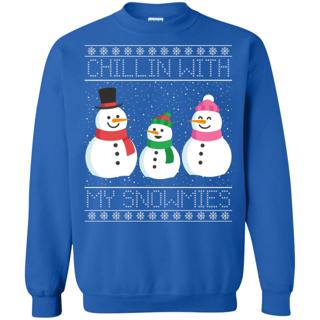 Chillin With My Snowmies Snowman Christmas Unisex Crewneck Pullover Sweatshirt