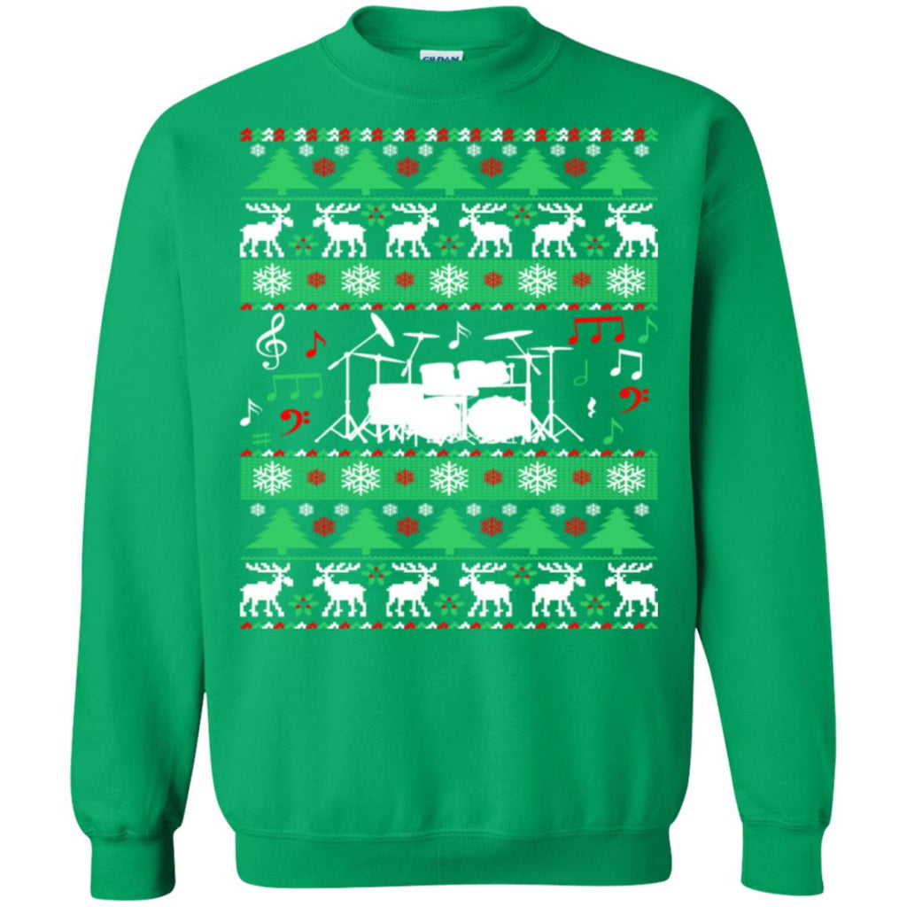 Drums Drummer Ugly Christmas Unisex Crewneck Pullover Sweatshirt
