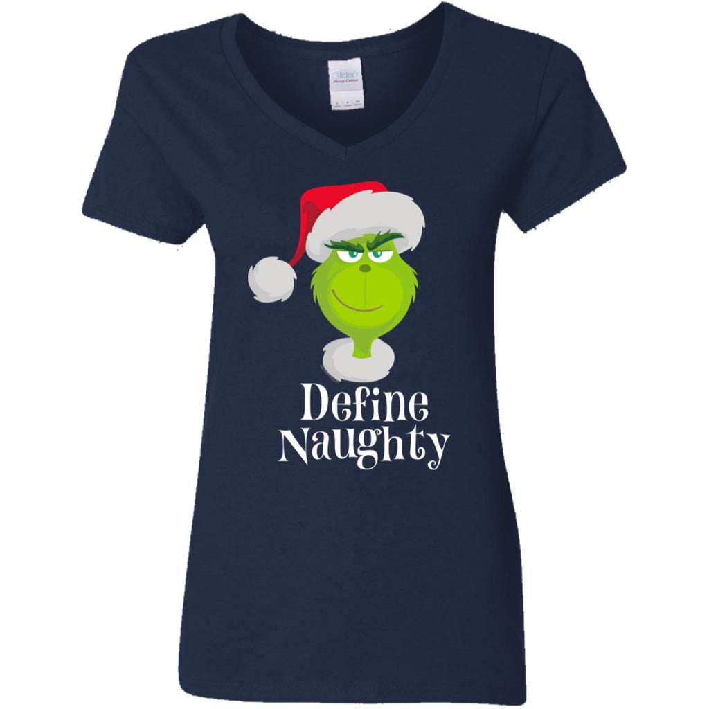 Dr. Seuss The Grinch Naughty Grinch Christmas Women V-Neck T-Shirt
