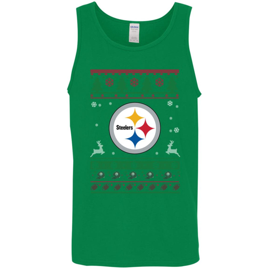 Pittsburgh Steelers Logo Football Teams Ugly Christmas Sweater Men Tank Top