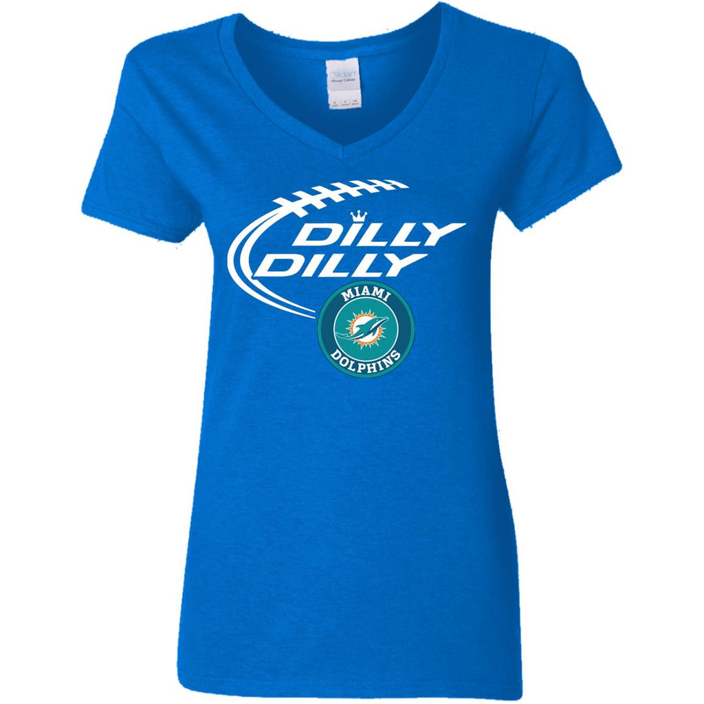 Dilly Dilly Miami Dolphins Nfl Football Women V-Neck T-Shirt