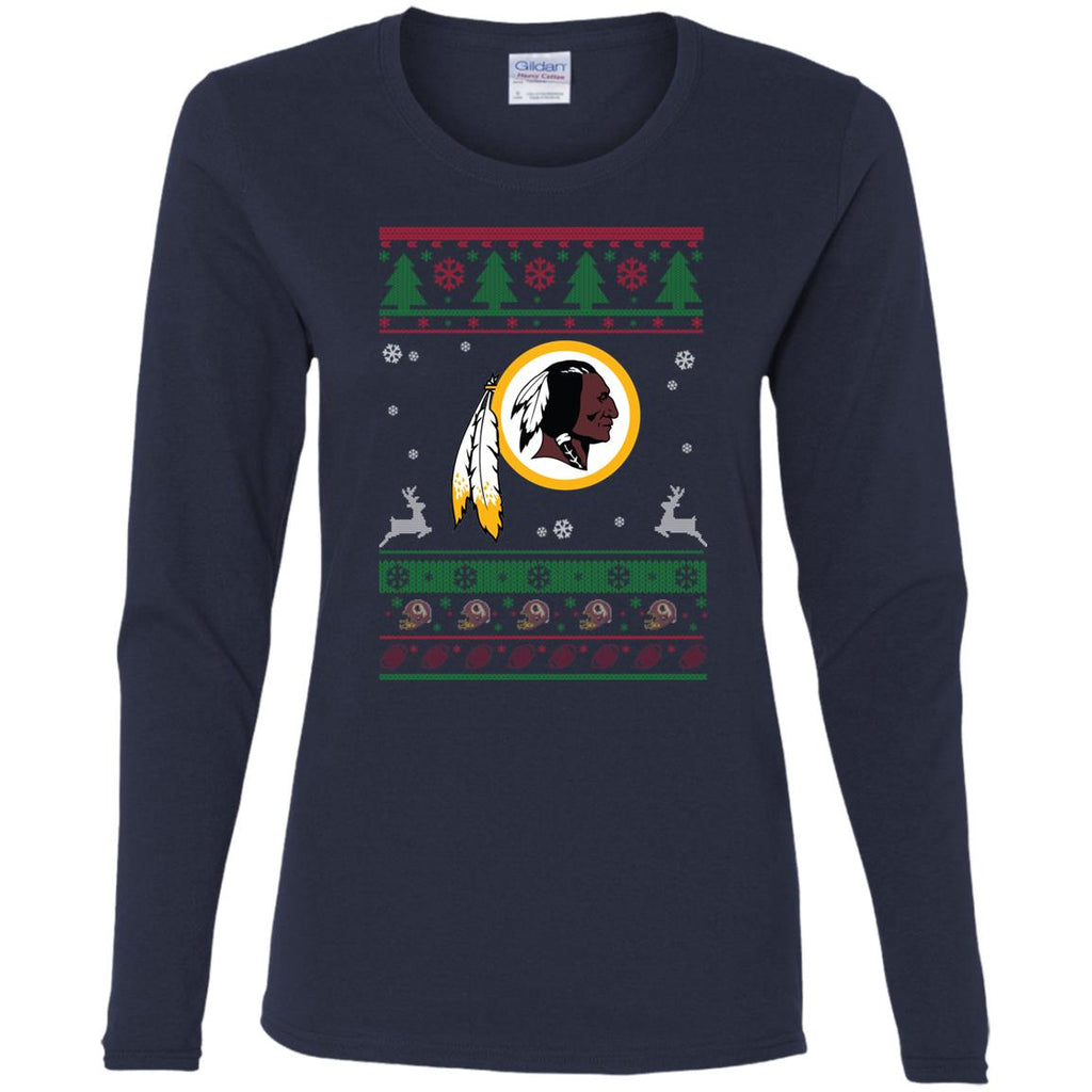 Washington Redskins Logo Football Teams Ugly Christmas Sweater Women Long Sleeve Shirt