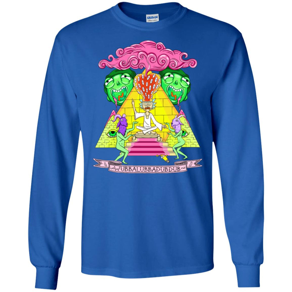 Rick And Morty Pyramid With Catchphrase Men Long SLeeve Shirt