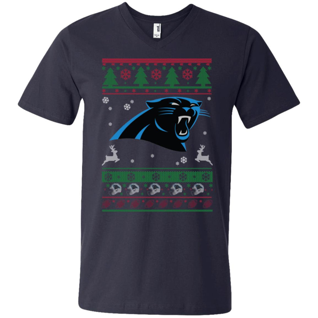Carolina Panthers Logo Football Teams Ugly Christmas Sweater Men V-Neck T-Shirt
