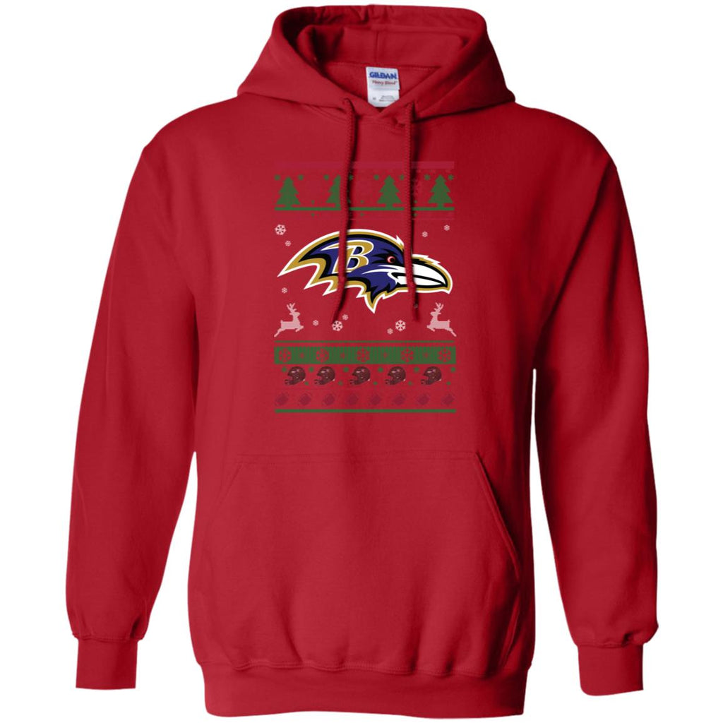 Baltimore Ravens Logo Football Teams Ugly Christmas Sweater Men Pullover Hoodie