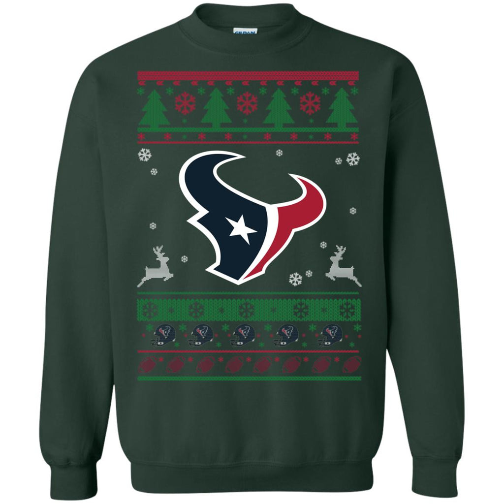 Houston Texans Logo Football Teams Ugly Christmas Sweater Unisex Crewneck Pullover Sweatshirt