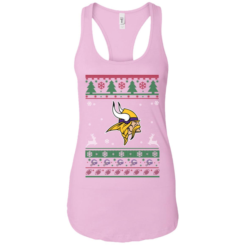 Minnesota Vikings Logo Football Teams Ugly Christmas Sweater Women Tank