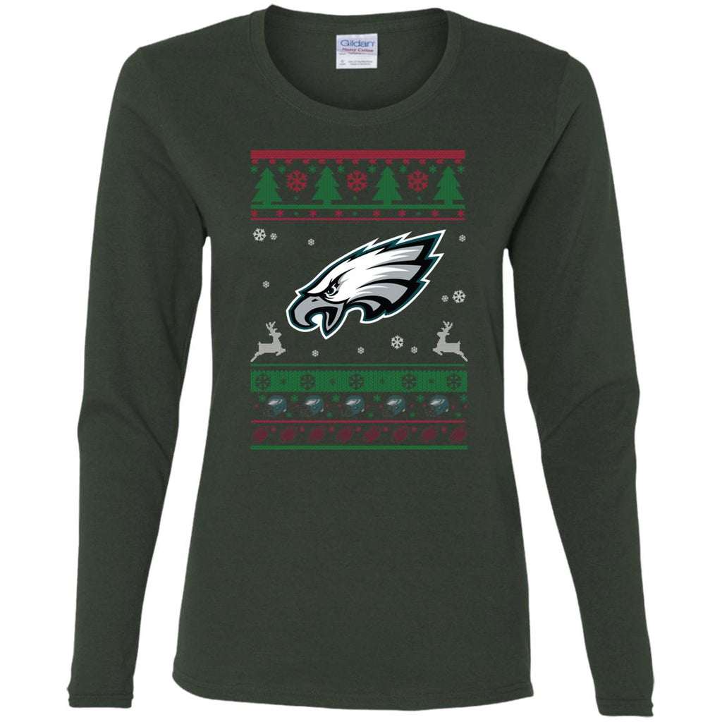 Philadelphia Eagles Logo Football Teams Ugly Christmas Sweater Women Long Sleeve Shirt