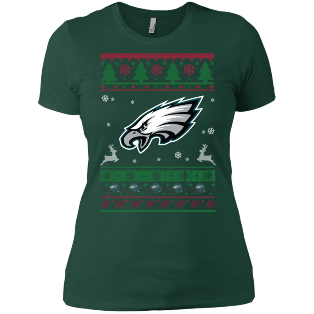 Philadelphia Eagles Logo Football Teams Ugly Christmas Sweater Women T-Shirt
