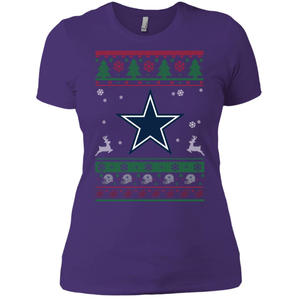 Dallas Cowboys Logo Football Teams Ugly Christmas Sweater Women T-Shirt