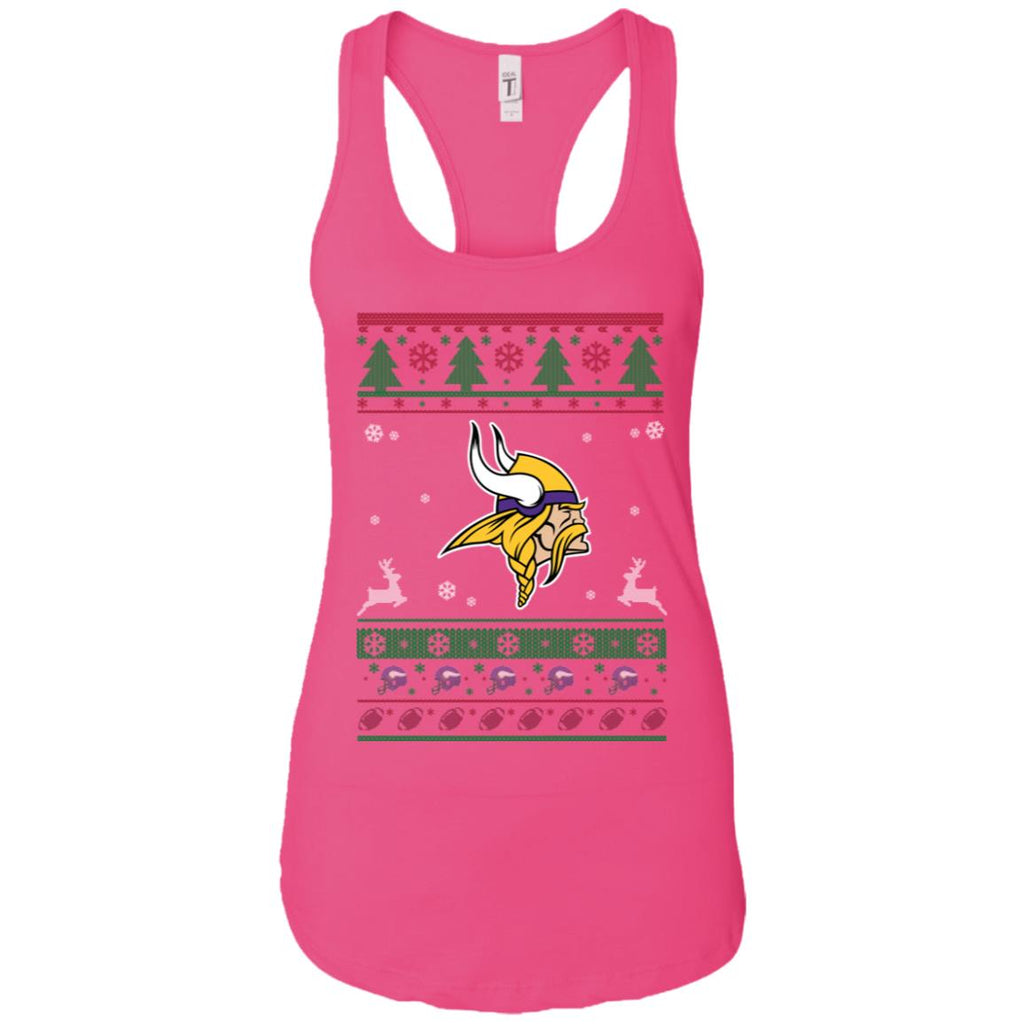 Minnesota Vikings Logo Football Teams Ugly Christmas Sweater Women Tank