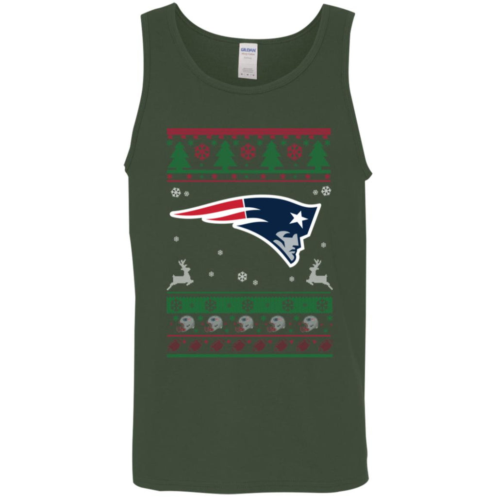 New England Patriots Logo Football Teams Ugly Christmas Sweater Men Tank Top
