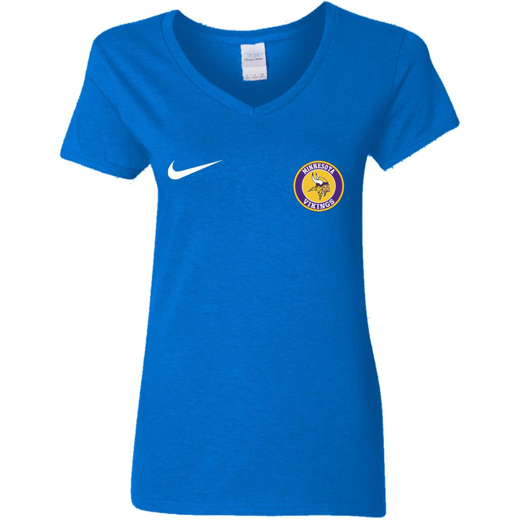 Nike Minnesota Vikings Nfl Football Women V-Neck T-Shirt