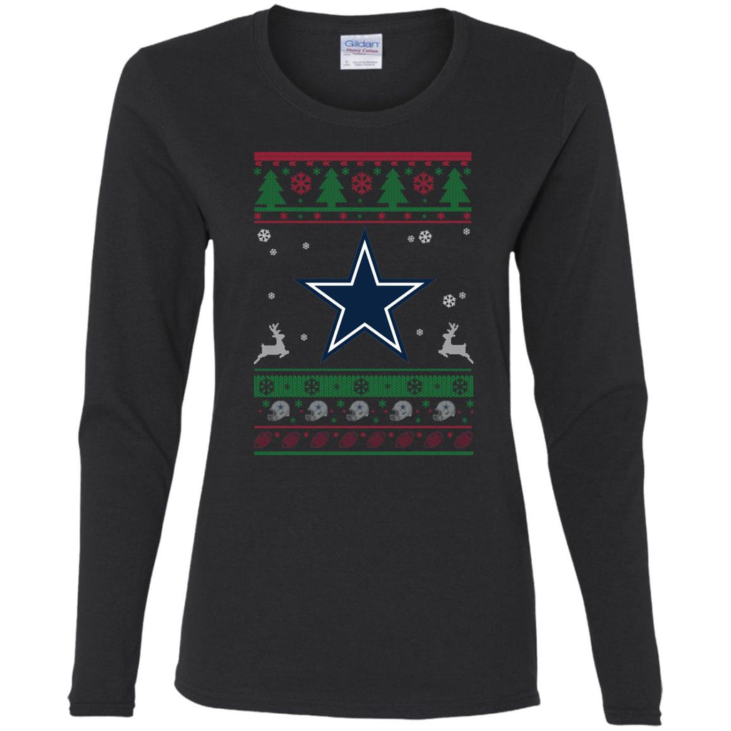 Dallas Cowboys Logo Football Teams Ugly Christmas Sweater Women Long Sleeve Shirt