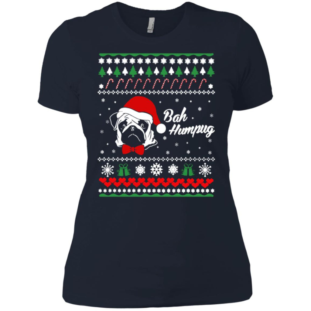 Bah Hum Pug Dog Christmas Women T-Shirt