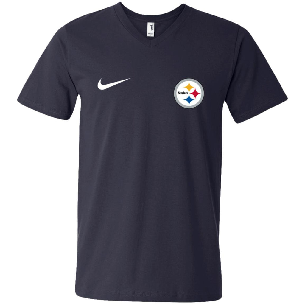 Nike Pittsburgh Steelers Logo Nfl Football Men V-Neck T-Shirt