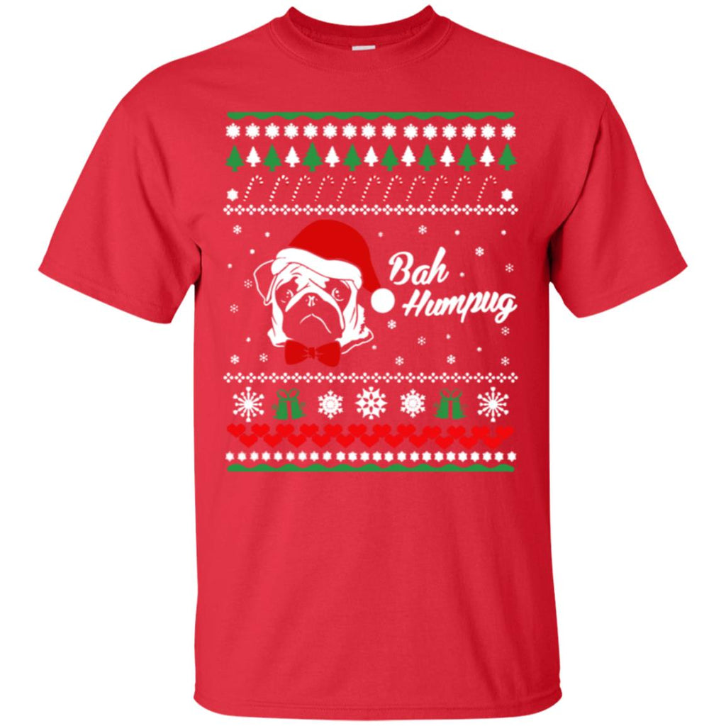 Bah Hum Pug Dog Christmas Men T-Shirt