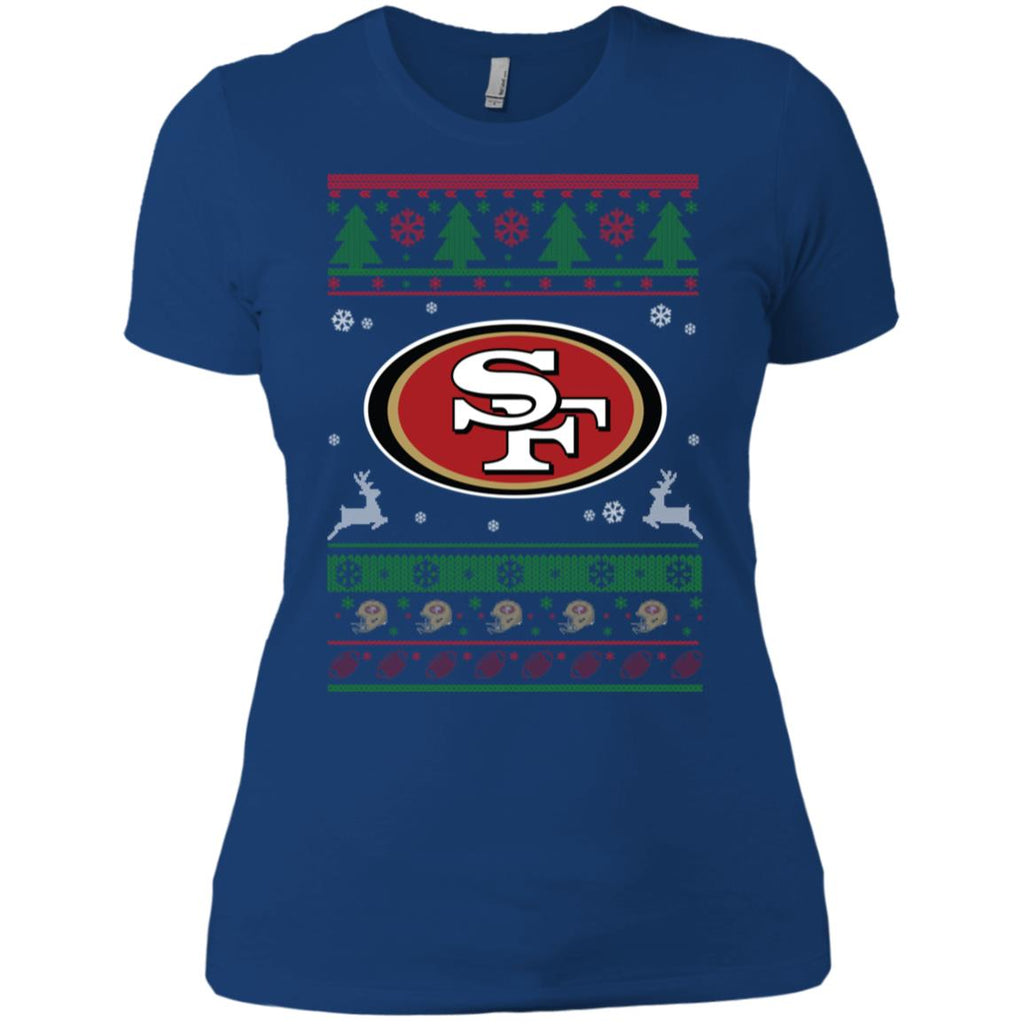 San Francisco 49ers Logo Football Teams Ugly Christmas Sweater Women T-Shirt