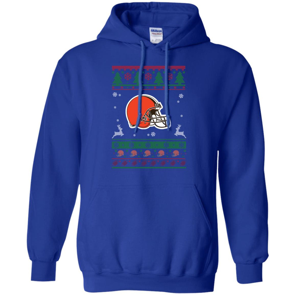 Cleveland Browns Logo Football Teams Ugly Christmas Sweater Men Pullover Hoodie