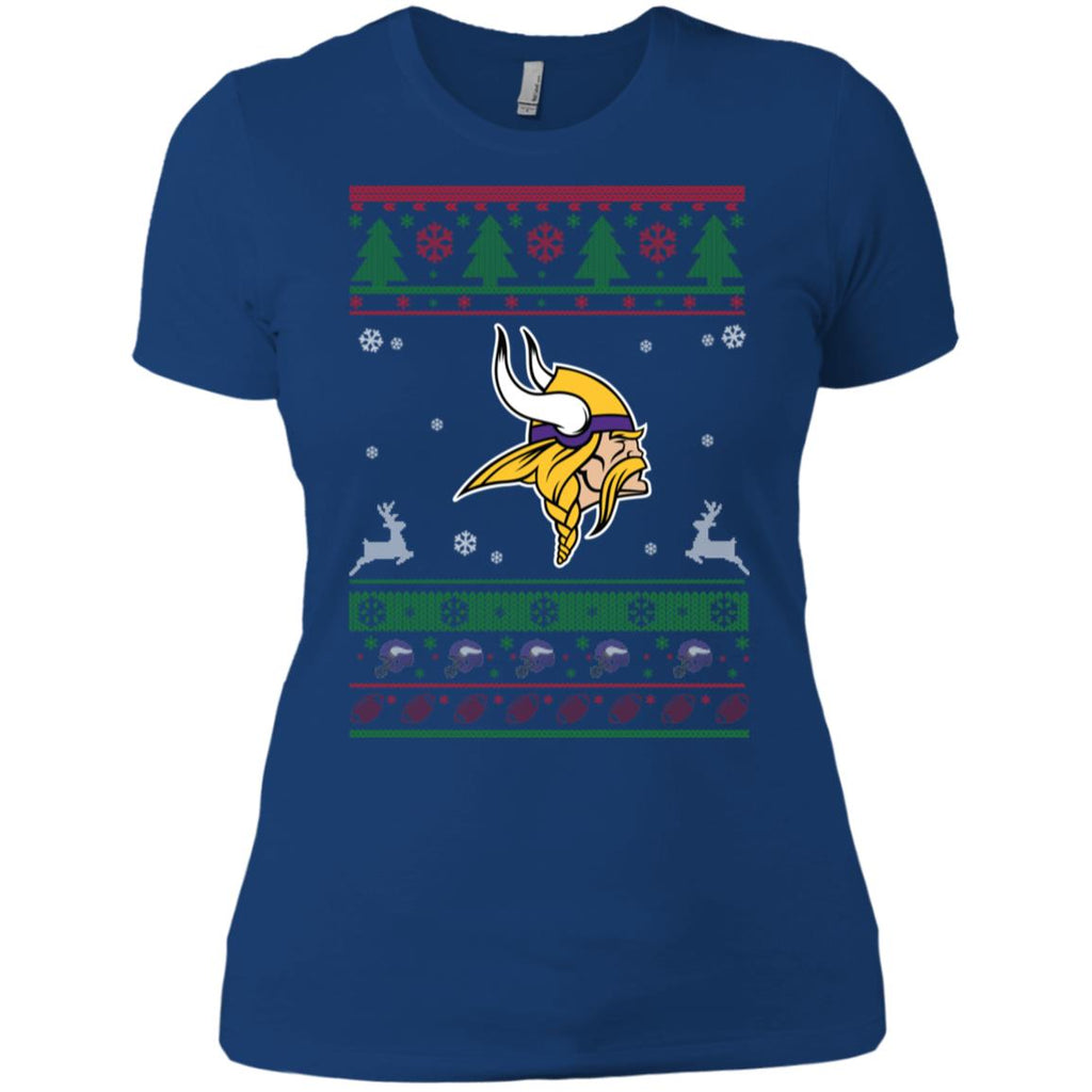 Minnesota Vikings Logo Football Teams Ugly Christmas Sweater Women T-Shirt