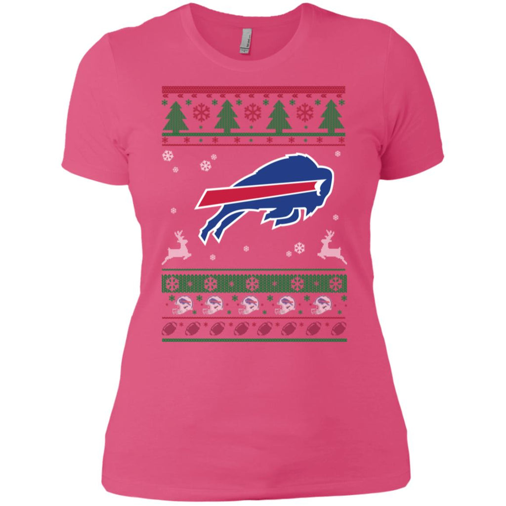 Buffalo Bills Logo Football Teams Ugly Christmas Sweater Women T-Shirt