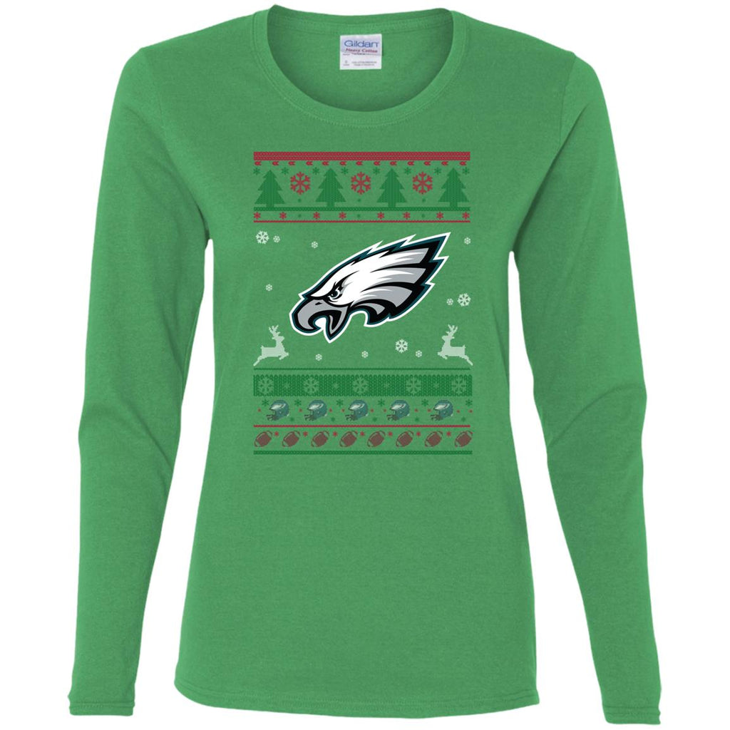 Philadelphia Eagles Logo Football Teams Ugly Christmas Sweater Women Long Sleeve Shirt