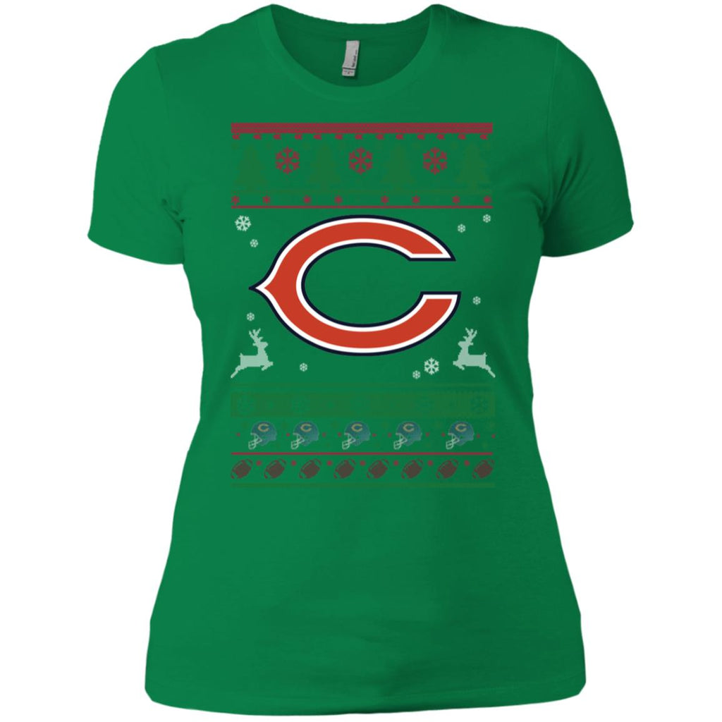 Chicago Bears Logo Football Teams Ugly Christmas Sweater Women T-Shirt