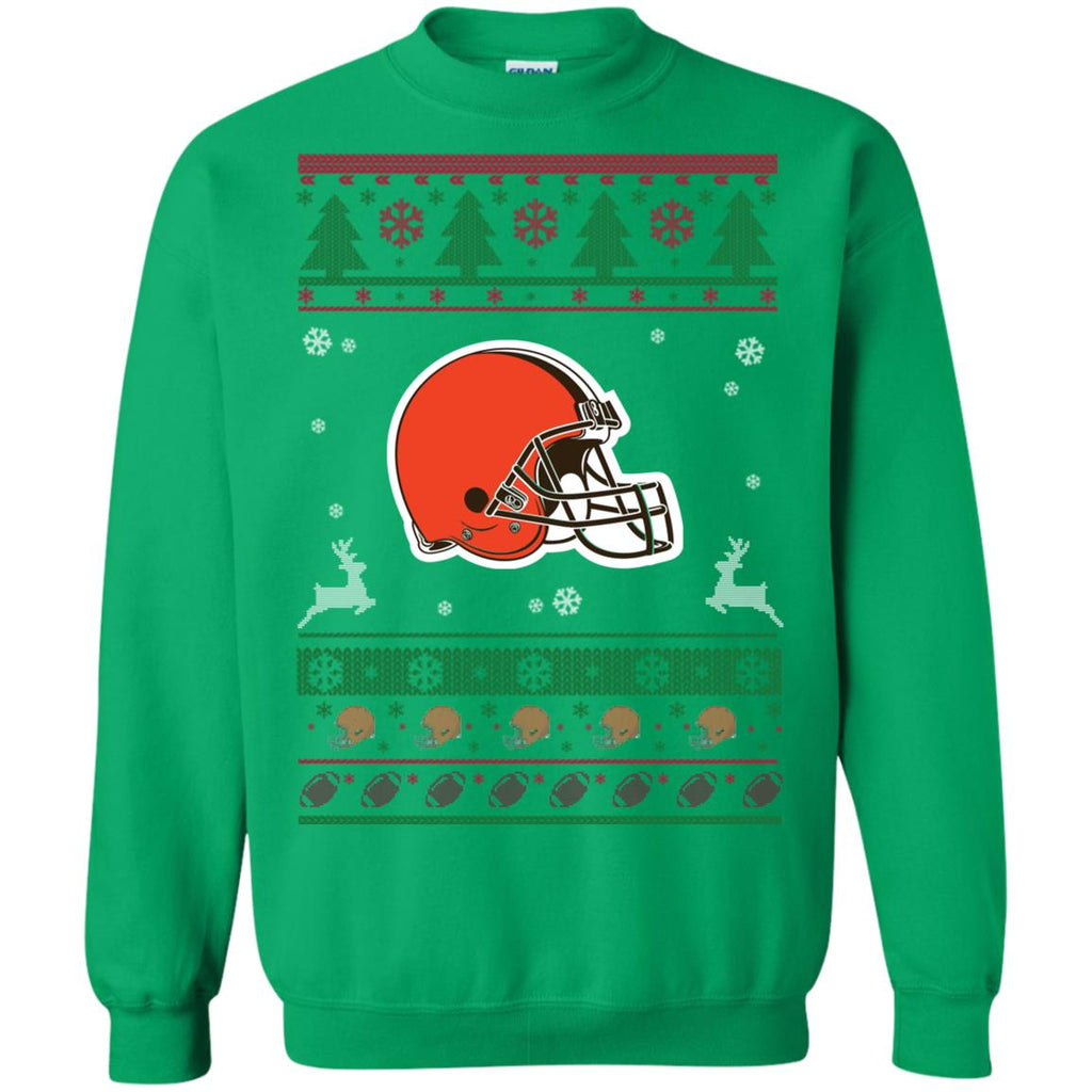 Cleveland Browns Logo Football Teams Ugly Christmas Sweater Unisex Crewneck Pullover Sweatshirt