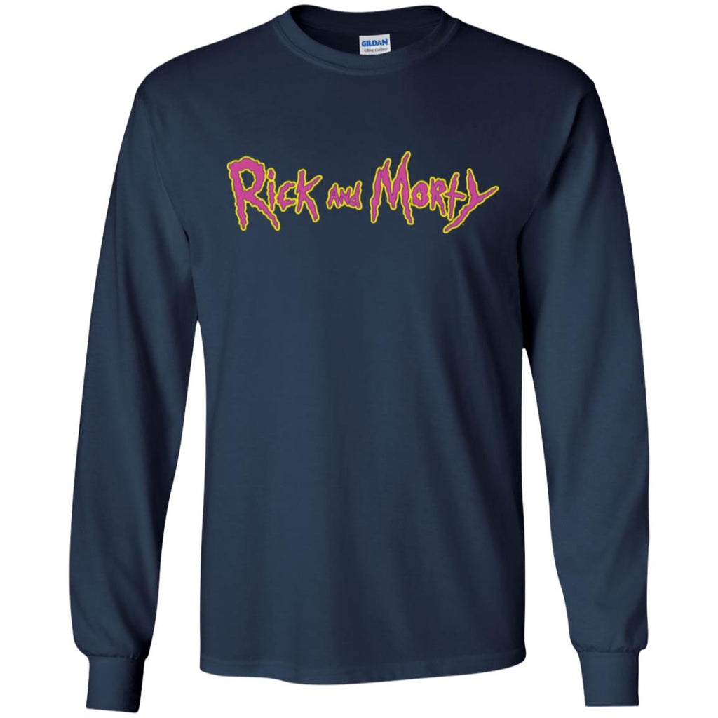 Rick And Morty Title Typography Shirt Men Long SLeeve Shirt