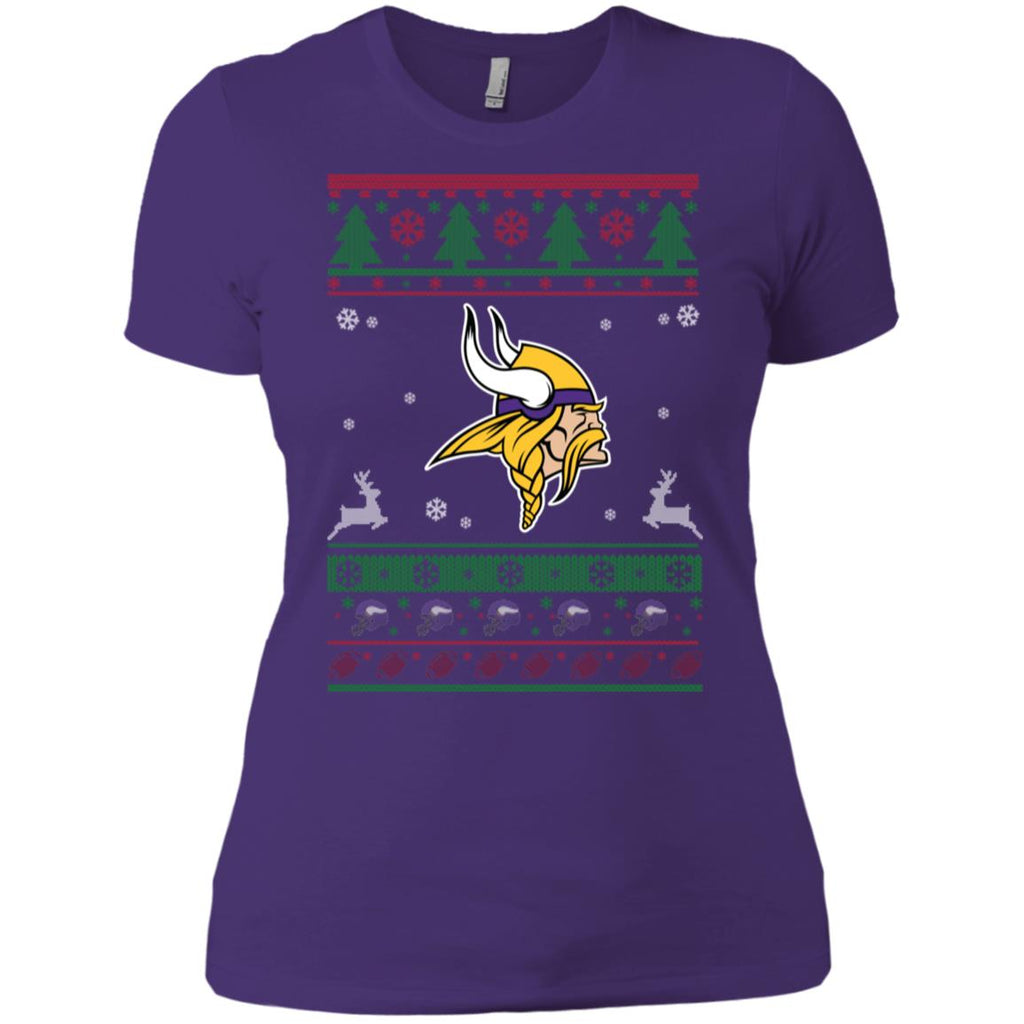 Minnesota Vikings Logo Football Teams Ugly Christmas Sweater Women T-Shirt