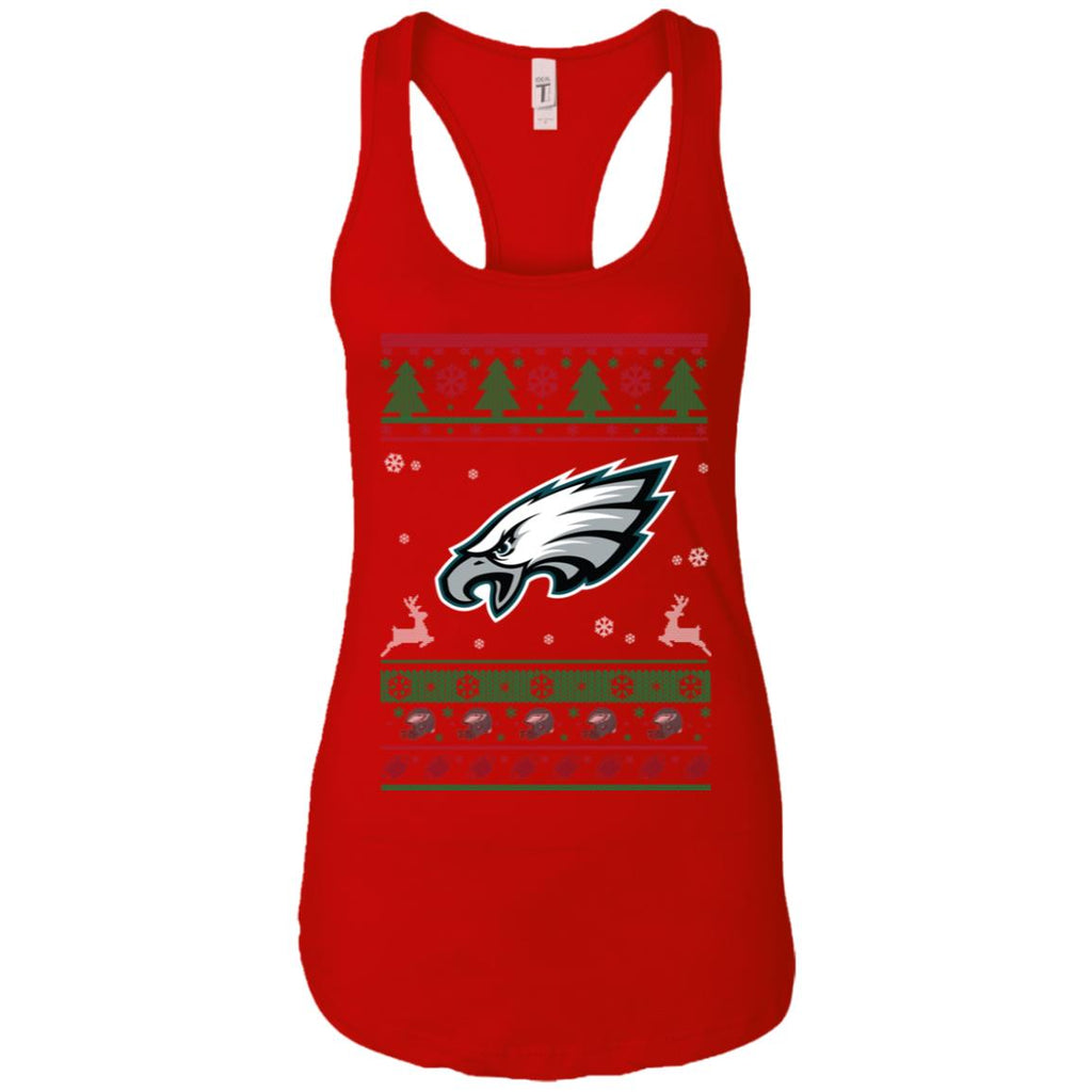 Philadelphia Eagles Logo Football Teams Ugly Christmas Sweater Women Tank