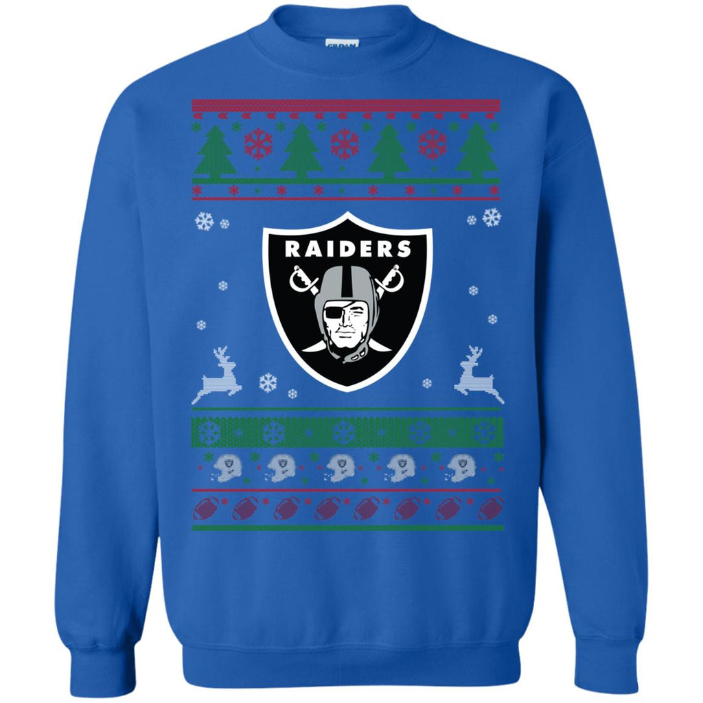 Oakland Raiders Logo Football Teams Ugly Christmas Sweater Unisex Crewneck Pullover Sweatshirt