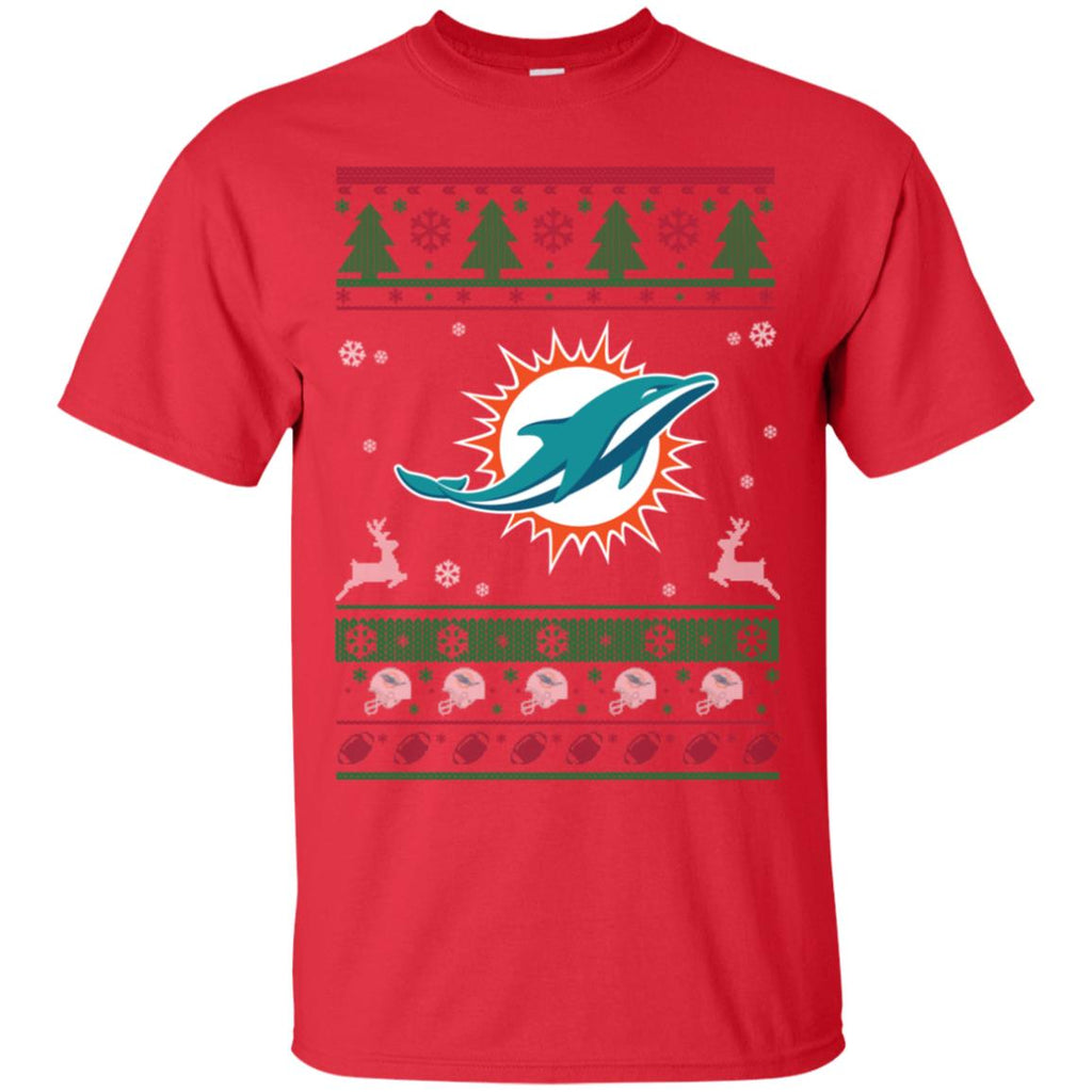 Miami Dolphins Logo Football Teams Ugly Christmas Sweater Men T-Shirt