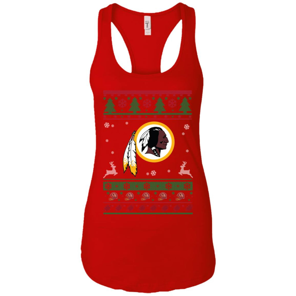 Washington Redskins Logo Football Teams Ugly Christmas Sweater Women Tank