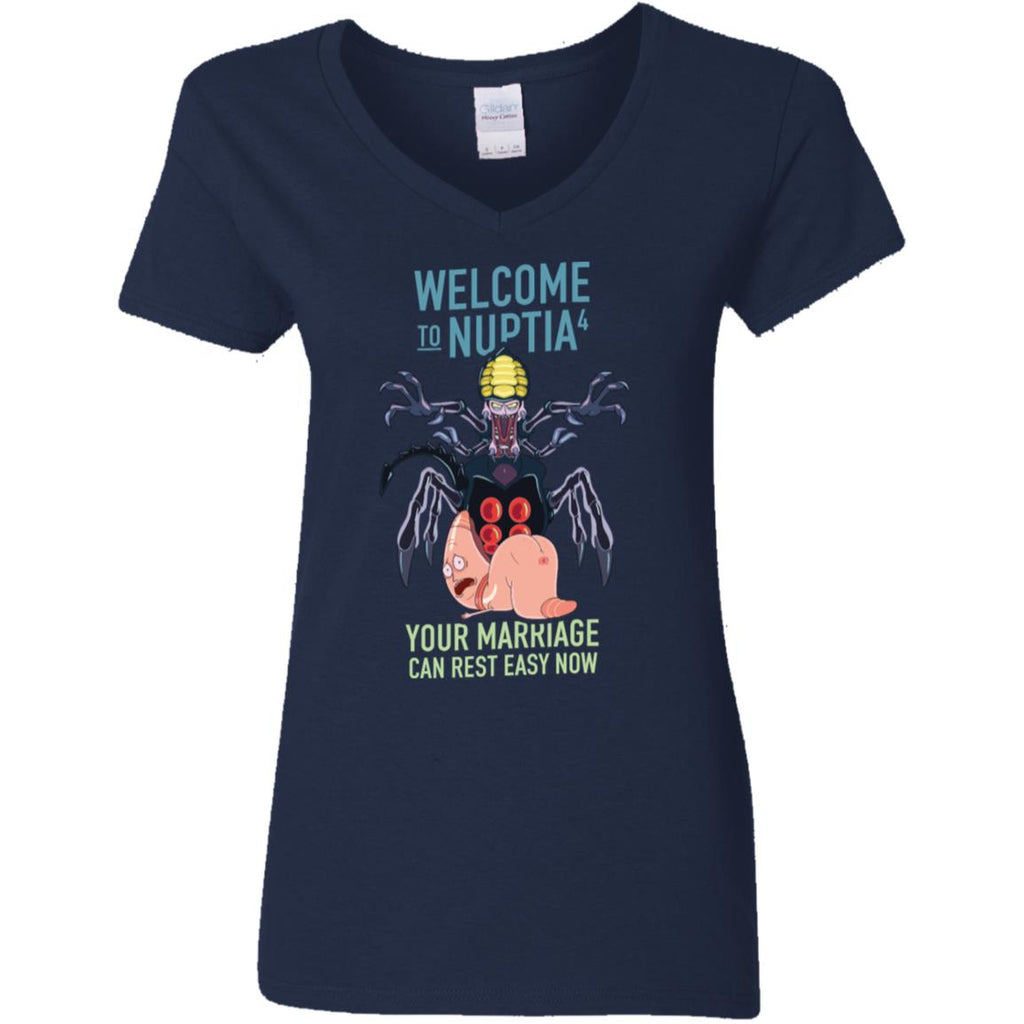 Rick And Morty Welcome To Nuptia Women V-Neck T-Shirt