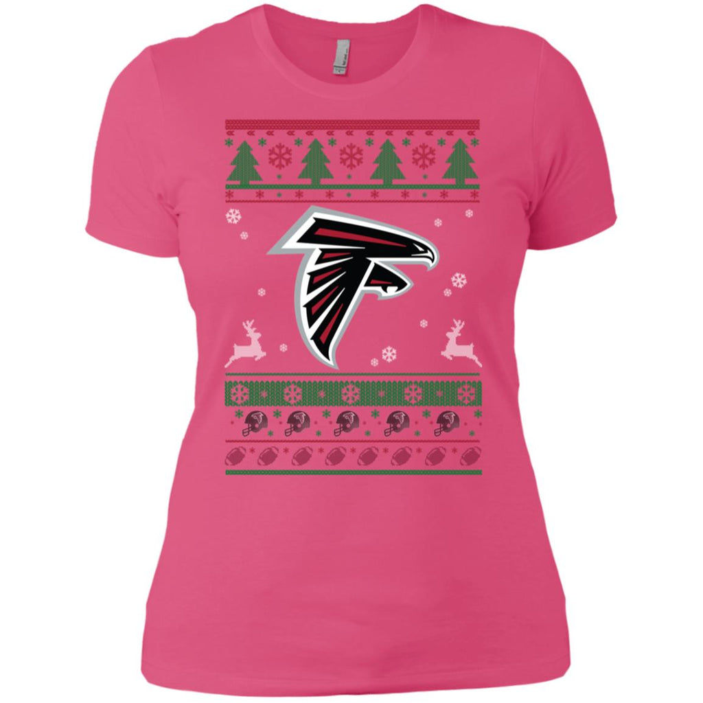 Atlanta Falcons Logo Football Teams Ugly Christmas Sweater Women T-Shirt
