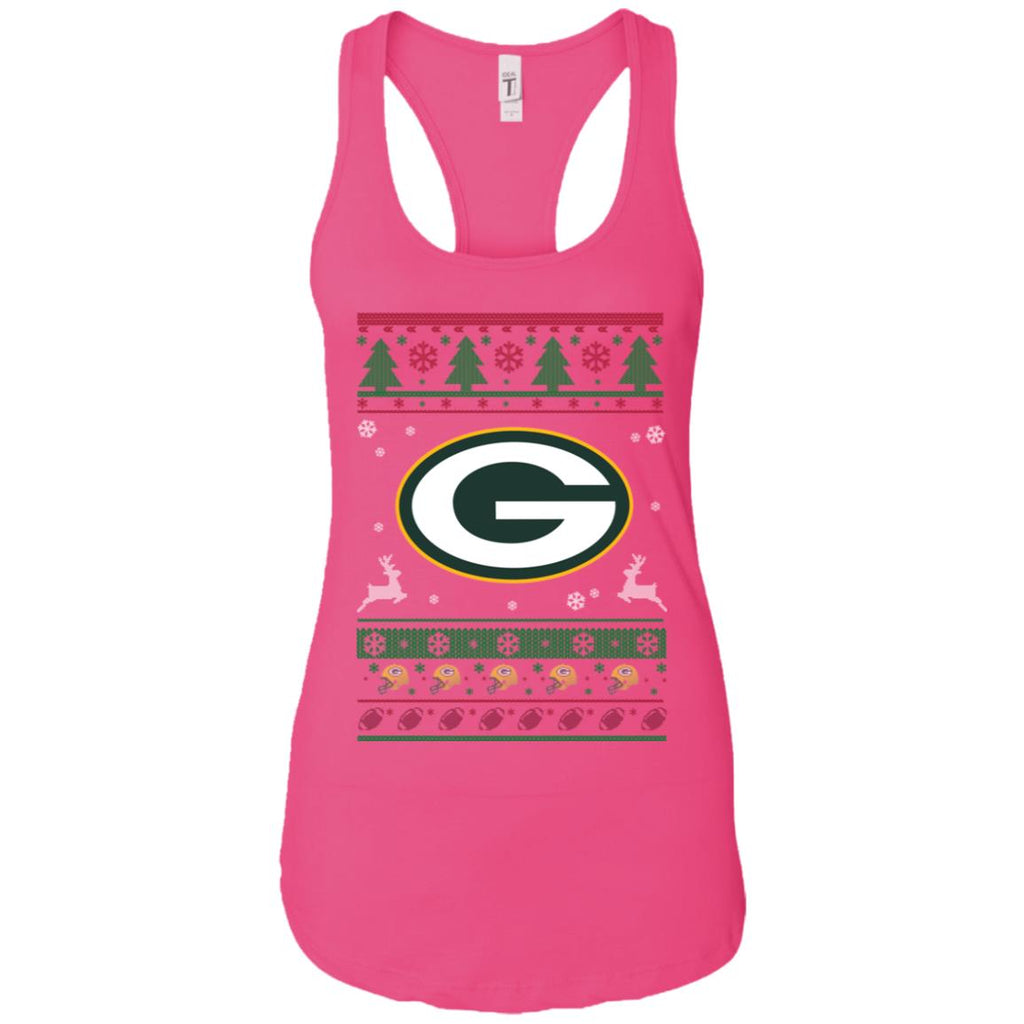 Green Bay Packers Logo Football Teams Ugly Christmas Sweater Women Tank