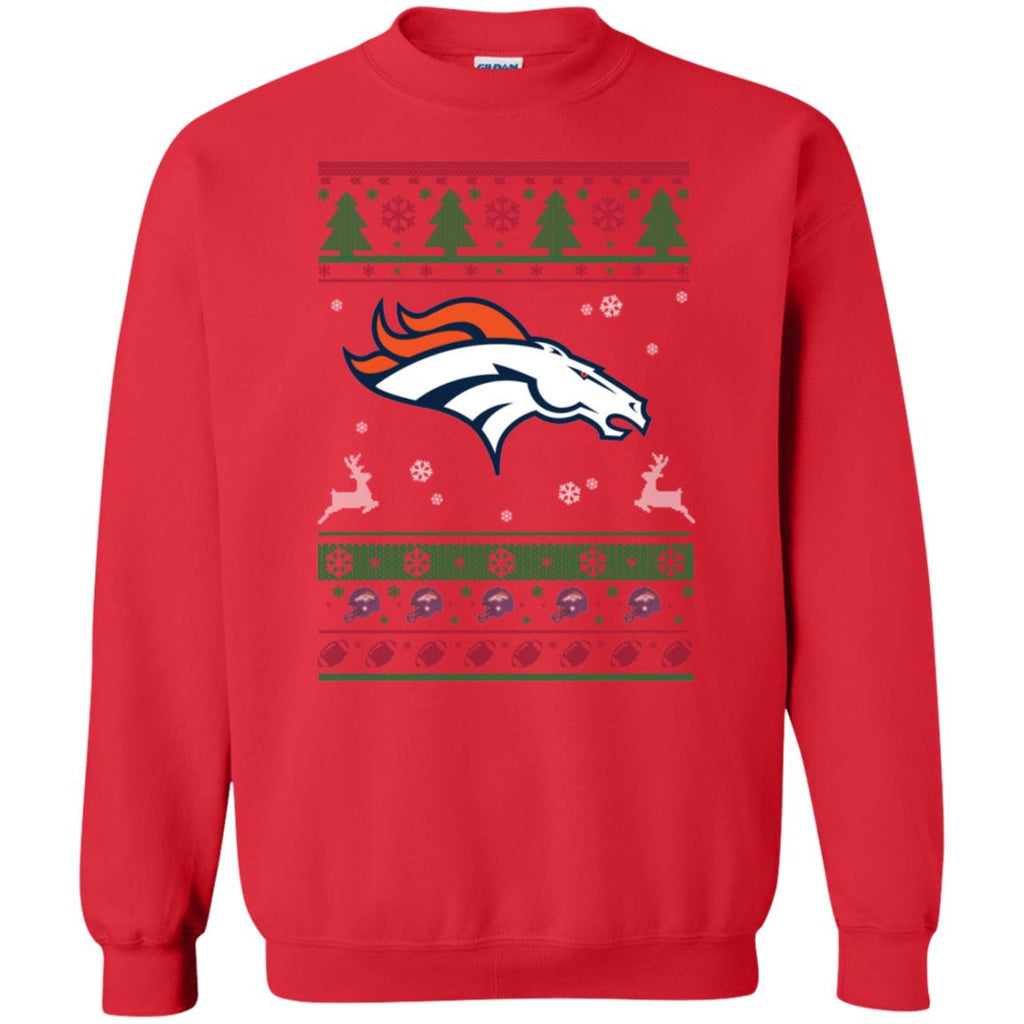 Denver Broncos Logo Football Teams Ugly Christmas Sweater Unisex Crewneck Pullover Sweatshirt