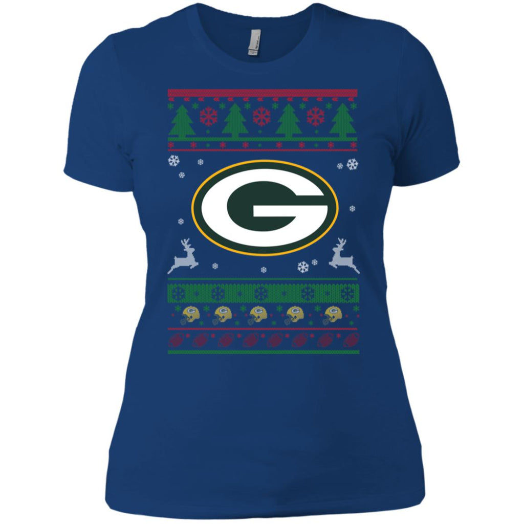 Green Bay Packers Logo Football Teams Ugly Christmas Sweater Women T-Shirt